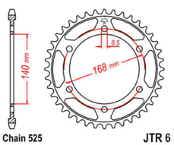 Звезда задняя JT JTR6.42 = JTR006.42