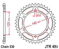 Звезда задняя JT JTR499.46
