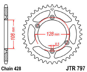 Звезда задняя JT JTR797.51