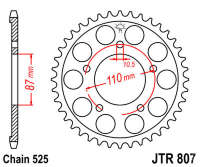 Звезда задняя JT JTR807.44