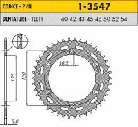 Звезда задняя Sunstar 1-3547-48
