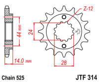 Звезда передняя JT JTF314.16
