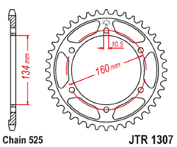 Звезда задняя JT JTR1307.45