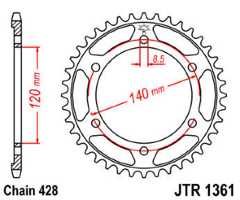 Звезда задняя JT JTR1361.50