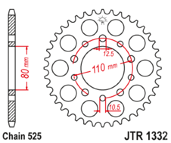 Звезда задняя JT JTR1332.46