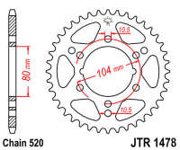 Звезда задняя JT JTR1478.40