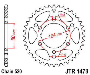 Звезда задняя JT JTR1478.40