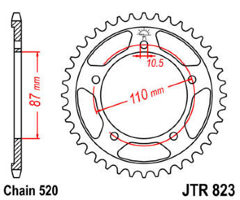 Звезда задняя JT JTR823.39