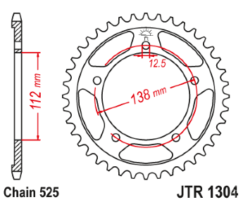 Звезда задняя JT JTR1304.47