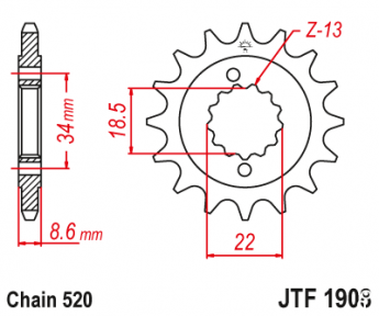 Зірка передня JT JTF1908.15